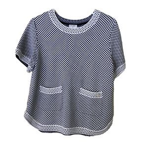 Chanel blue and whit knit crew neck sweater women’s 38